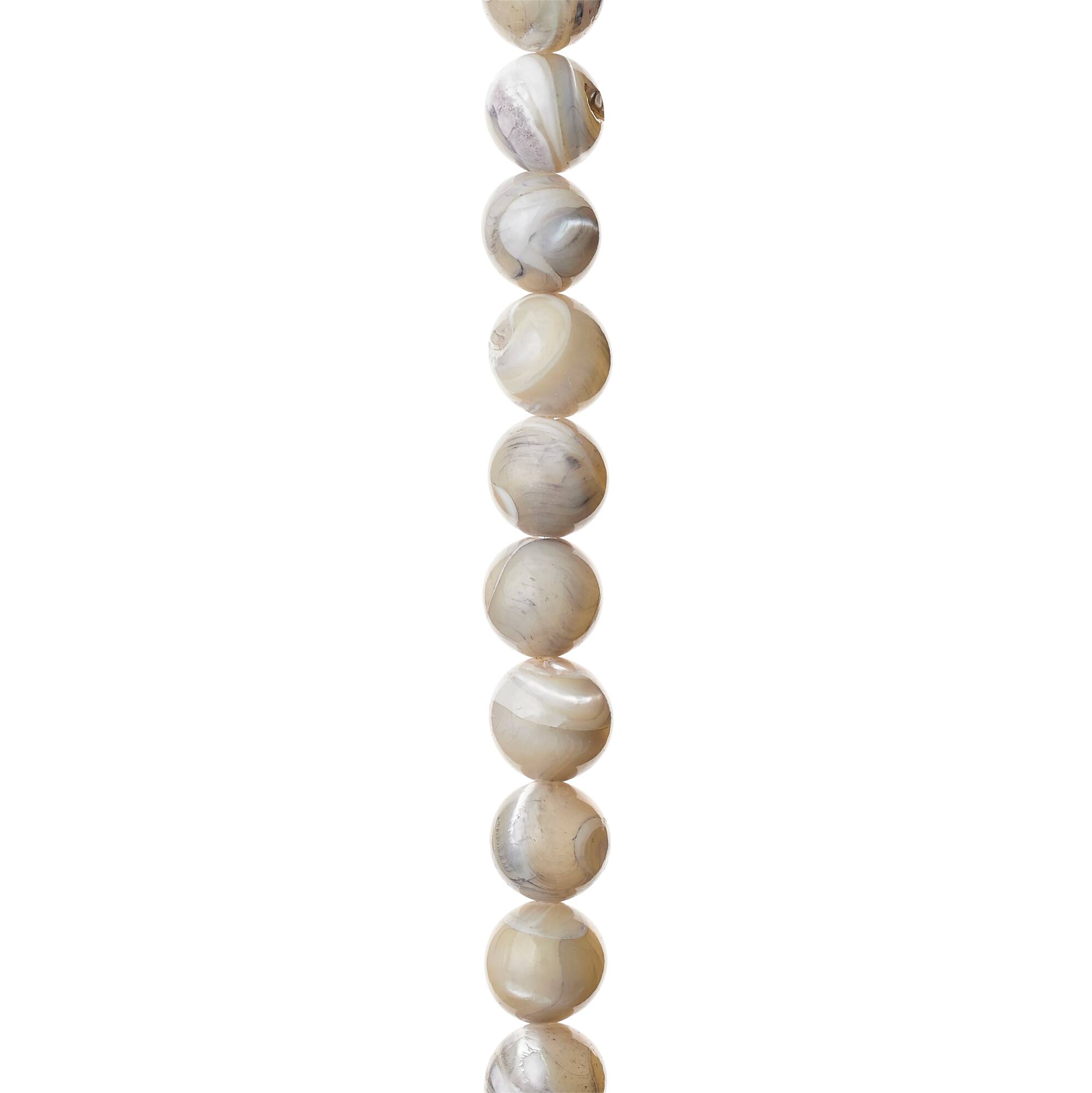 7mm Light Gray Mother of Pearl Round Beads by Bead Landing™